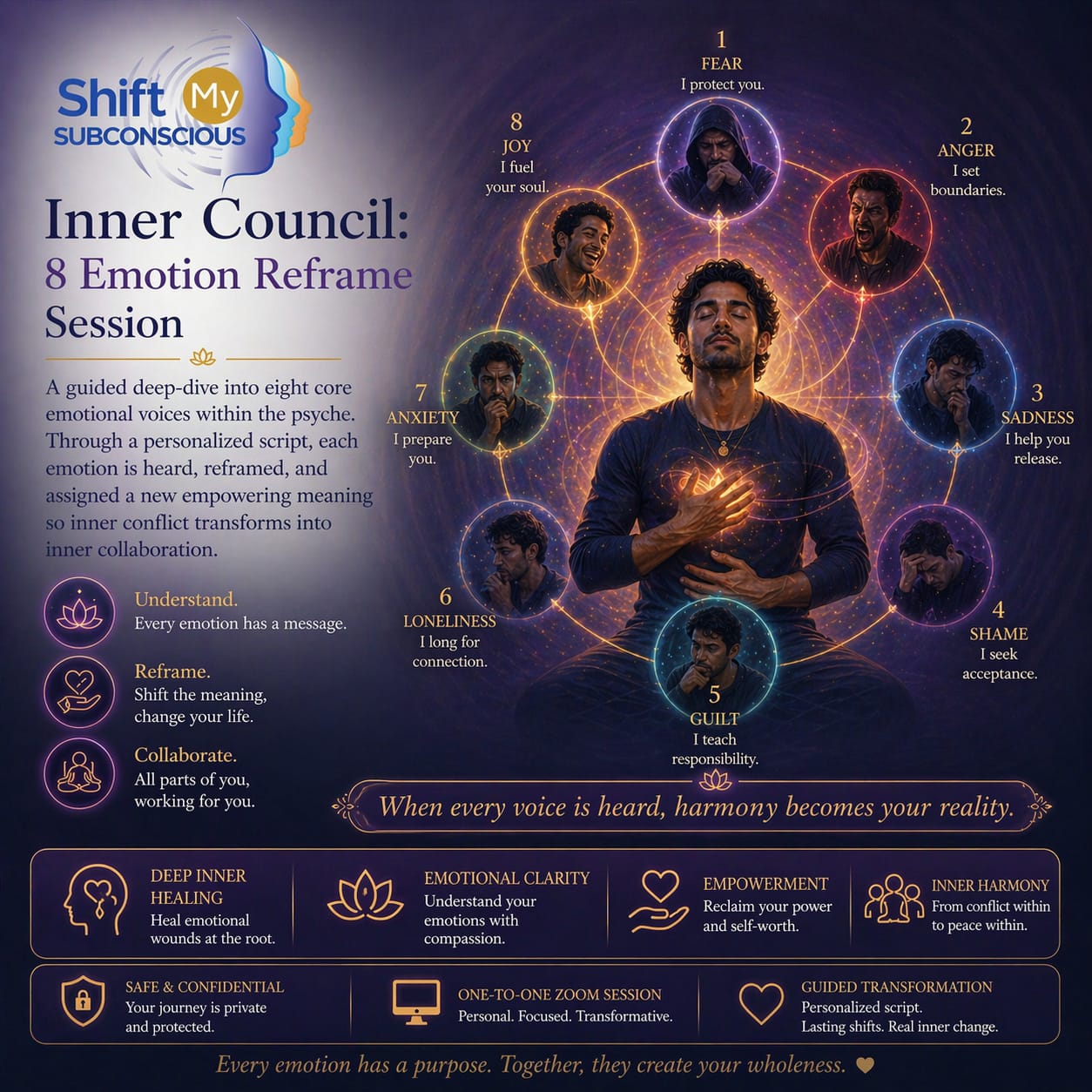Inner Council: 8 Emotion Reframe Session